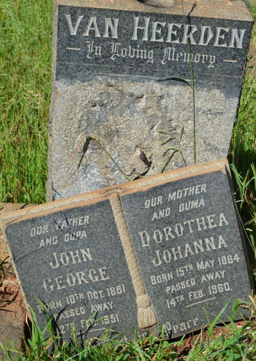 HEERDEN John George, van 1881-1951 &amp; Dorothea Johanna 1884-1960