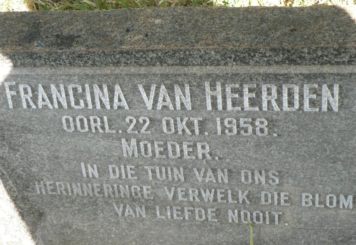 HEERDEN Francina, van -1958