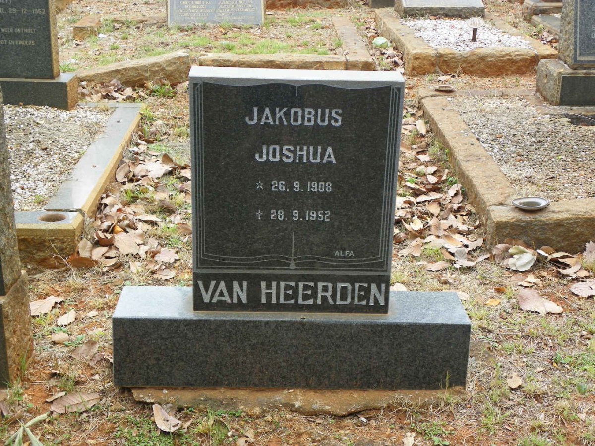HEERDEN Jakobus Joshua, van 1908-1952