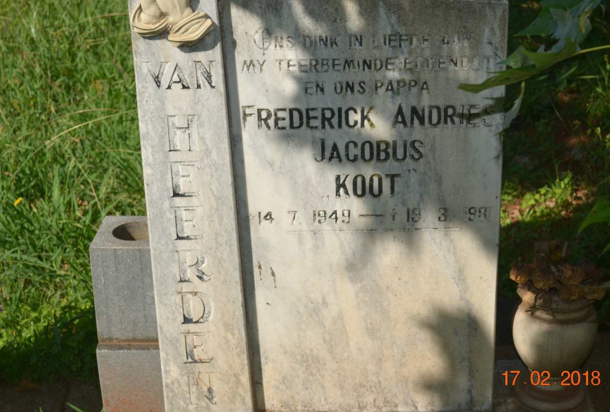 HEERDEN Frederick Andries Jacobus, van 1949-1981