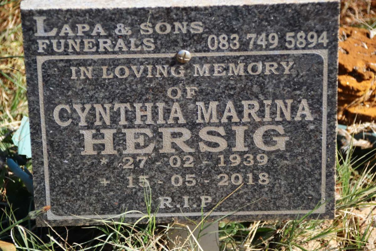 HERSIG Cynthia Marina 1939-2018
