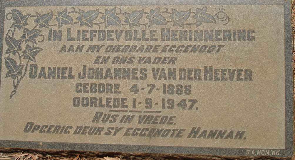 HEEVER Daniel Johannes, van den 1888-1947