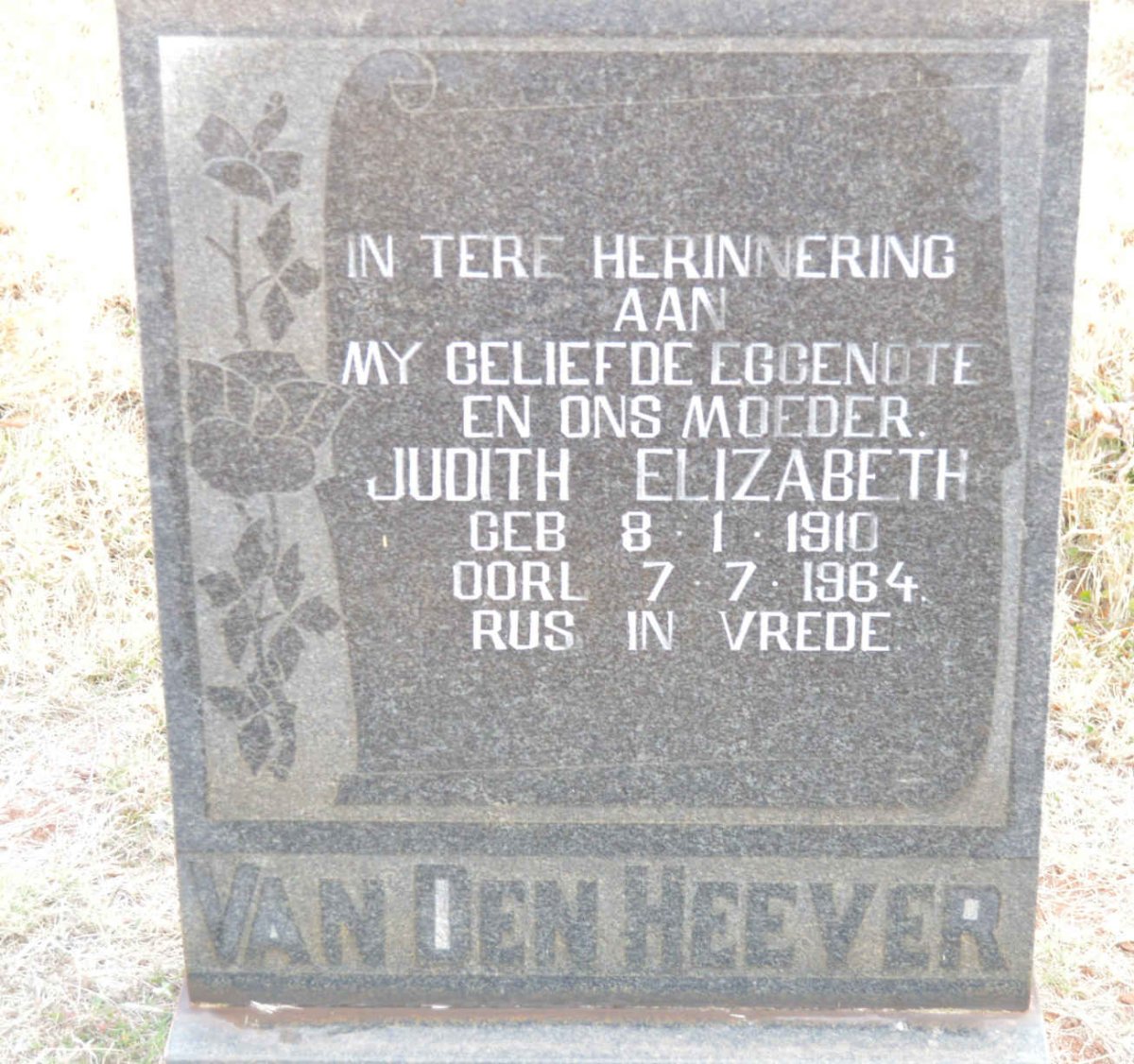 HEEVER Judith Elizabeth, van den 1910-1964