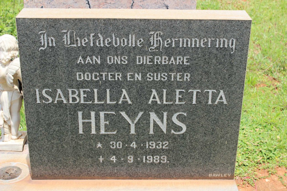 HEYNS Isabella Aletta 1932-1989