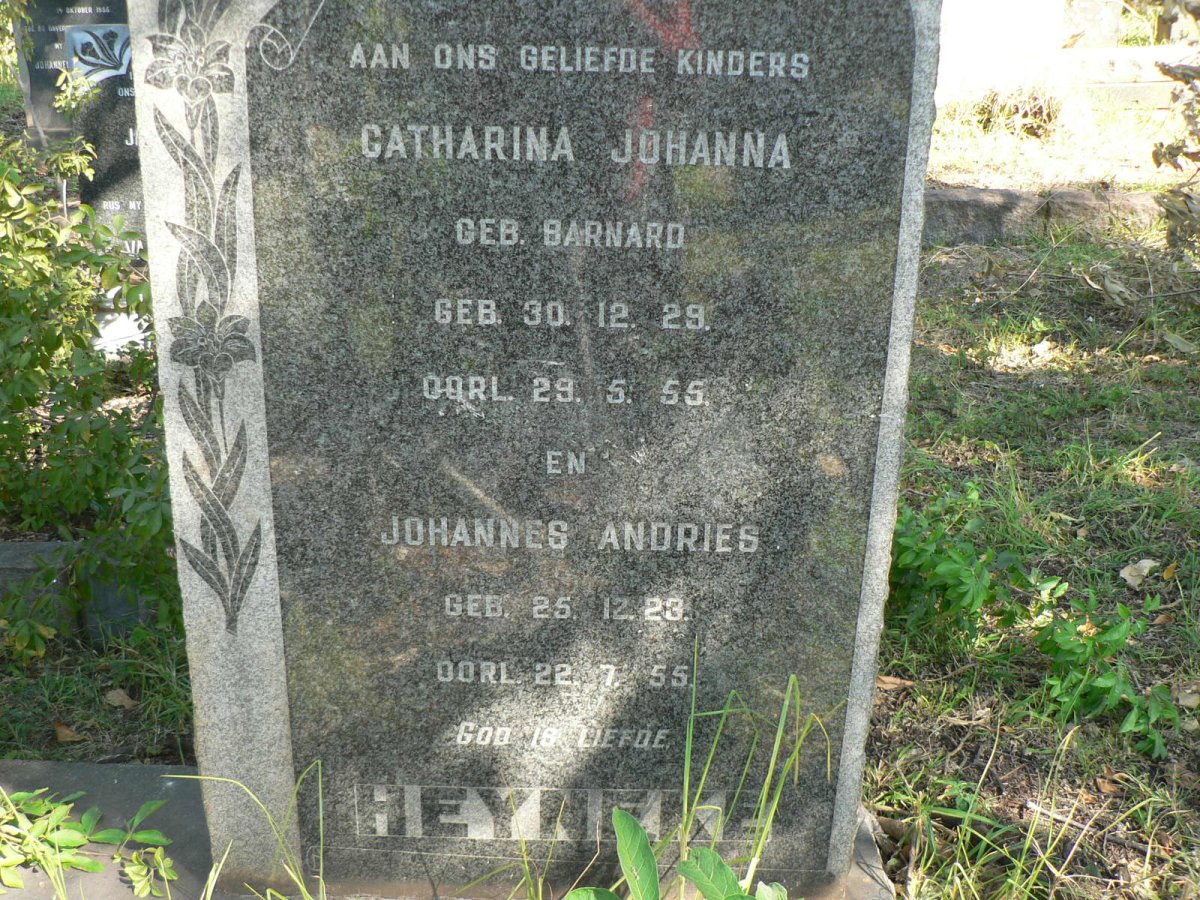 HEYNEKE Johannes Andries 1923-1955 :: HEYNEKE Catharina Johanna nee BARNARD 1929-1955