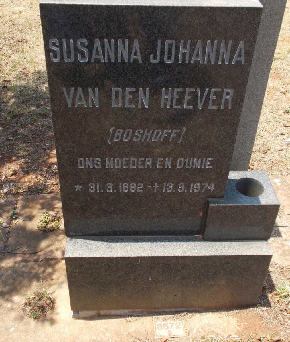 HEEVER Susanna Johanna, van den nee BOSHOFF 1892-1974