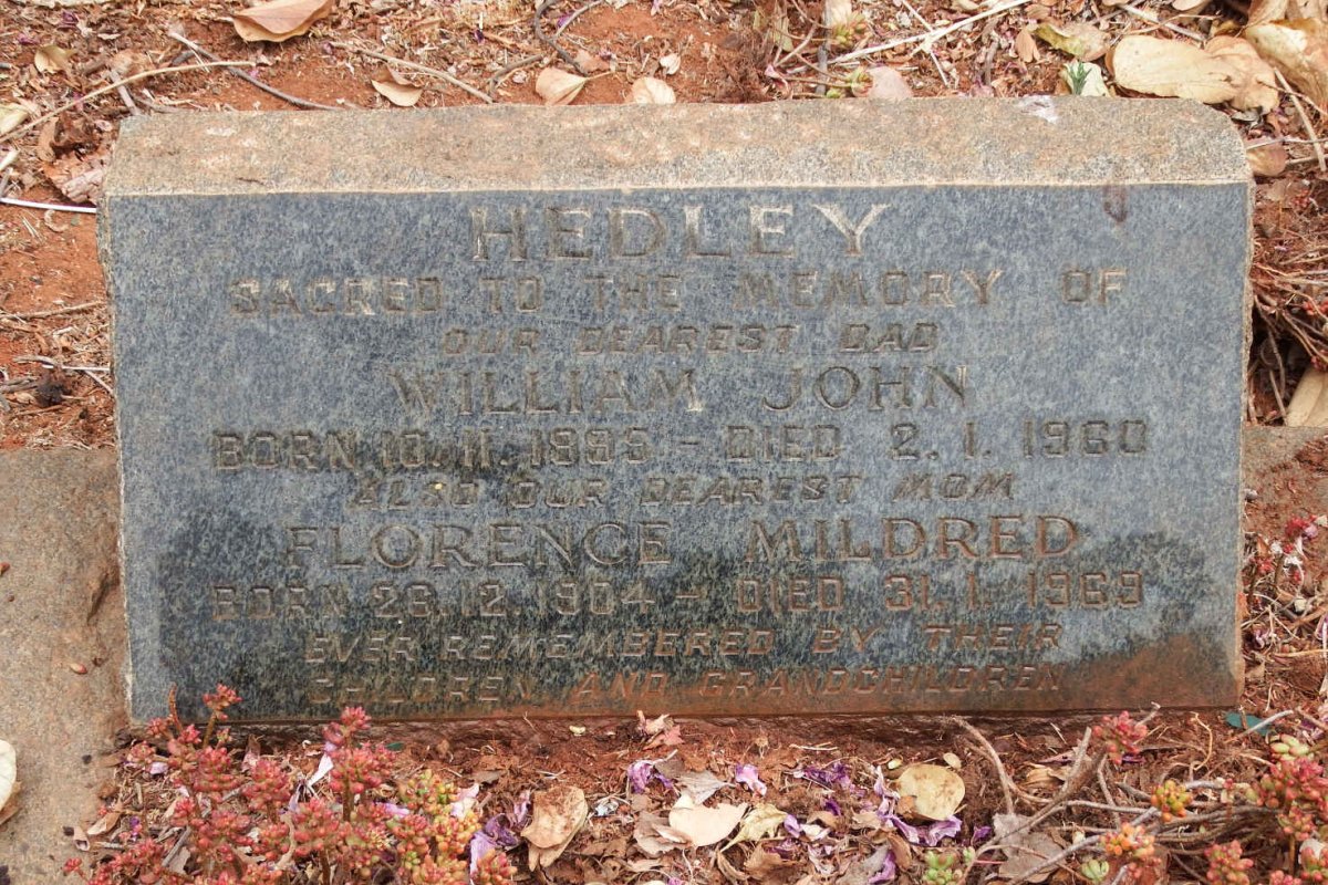 HEDLEY William John 1895-1960 &amp; Florence Mildred 1904-1969