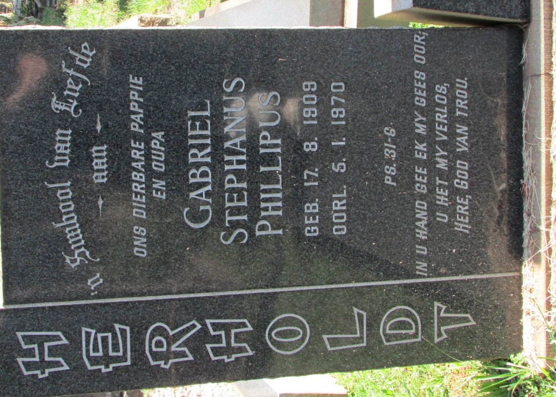 HERHOLDT Gabriel Stephanus Phillipus 1909-1970