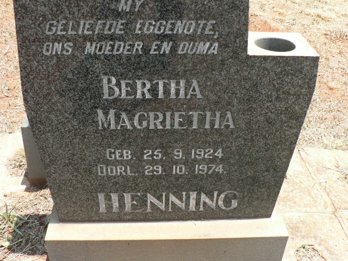 HENNING Bertha Magrietha 1924-1974