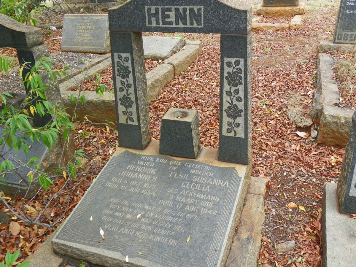 HENN Hendrik Johannes 1879-1954 &amp; Elsie Susanna Cecilia ACKERMANN 1881-1944