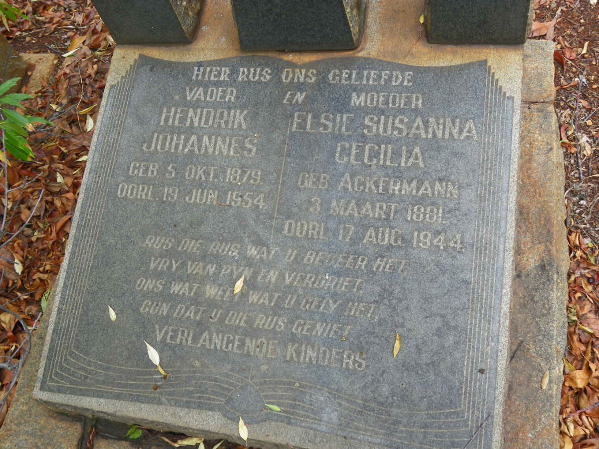 HENN Hendrik Johannes 1879-1954 &amp; Elsie Susanna Cecilia ACKERMANN 1881-1944