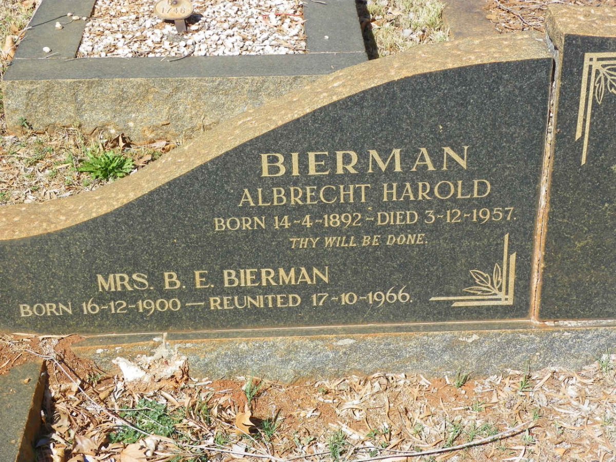 BIERMAN Albrecht Harold 1892-1957 &amp; B.E. 1900-1966