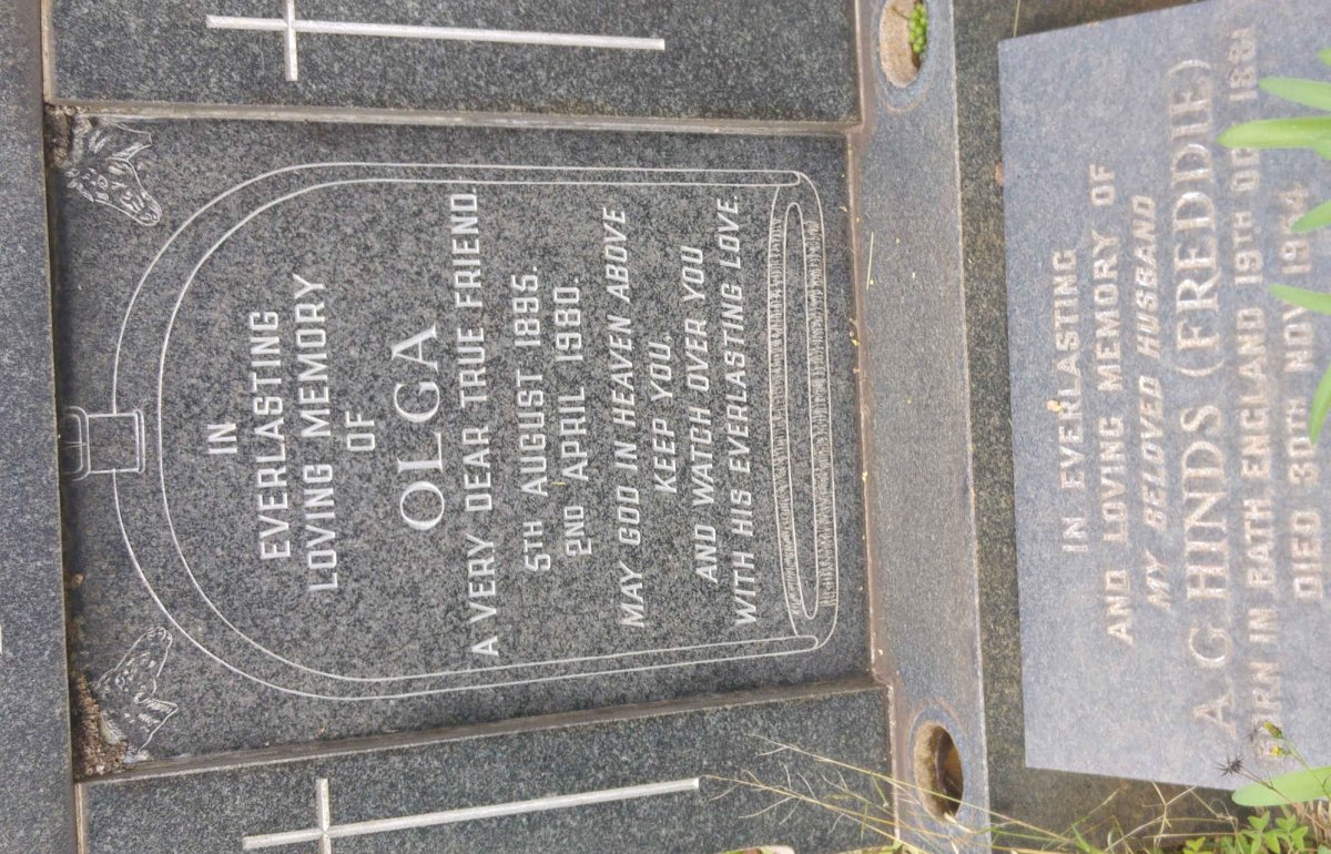 HINDS A.G. 1881-1954 &amp; Olga 1895-1980