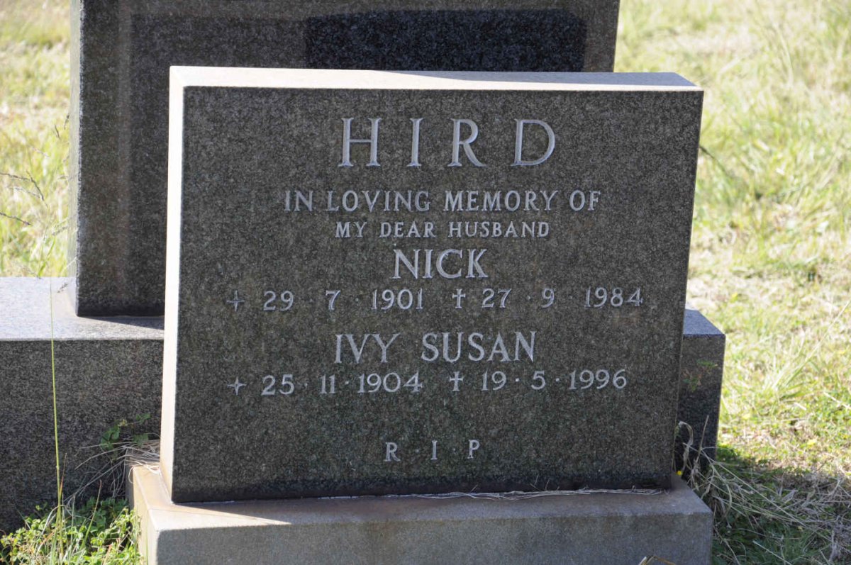 HIRD Nick 1901-1984 &amp; Ivy Susan 1904-1996