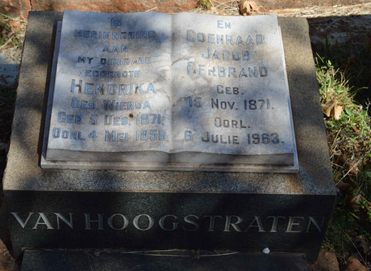 HOOGSTRATEN Coenraad Jacob Gerbrand, van 1871-1963 &amp; Hendrika WIERDA 1871-1958