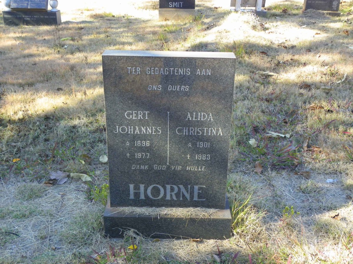 HORNE Gert Johannes 1896-1977 &amp; Alida Christina 1901-1983