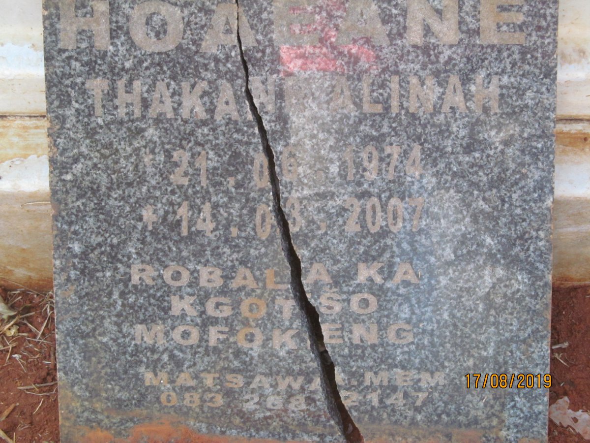 HOAEANE Thakane Alinah 1974-2007