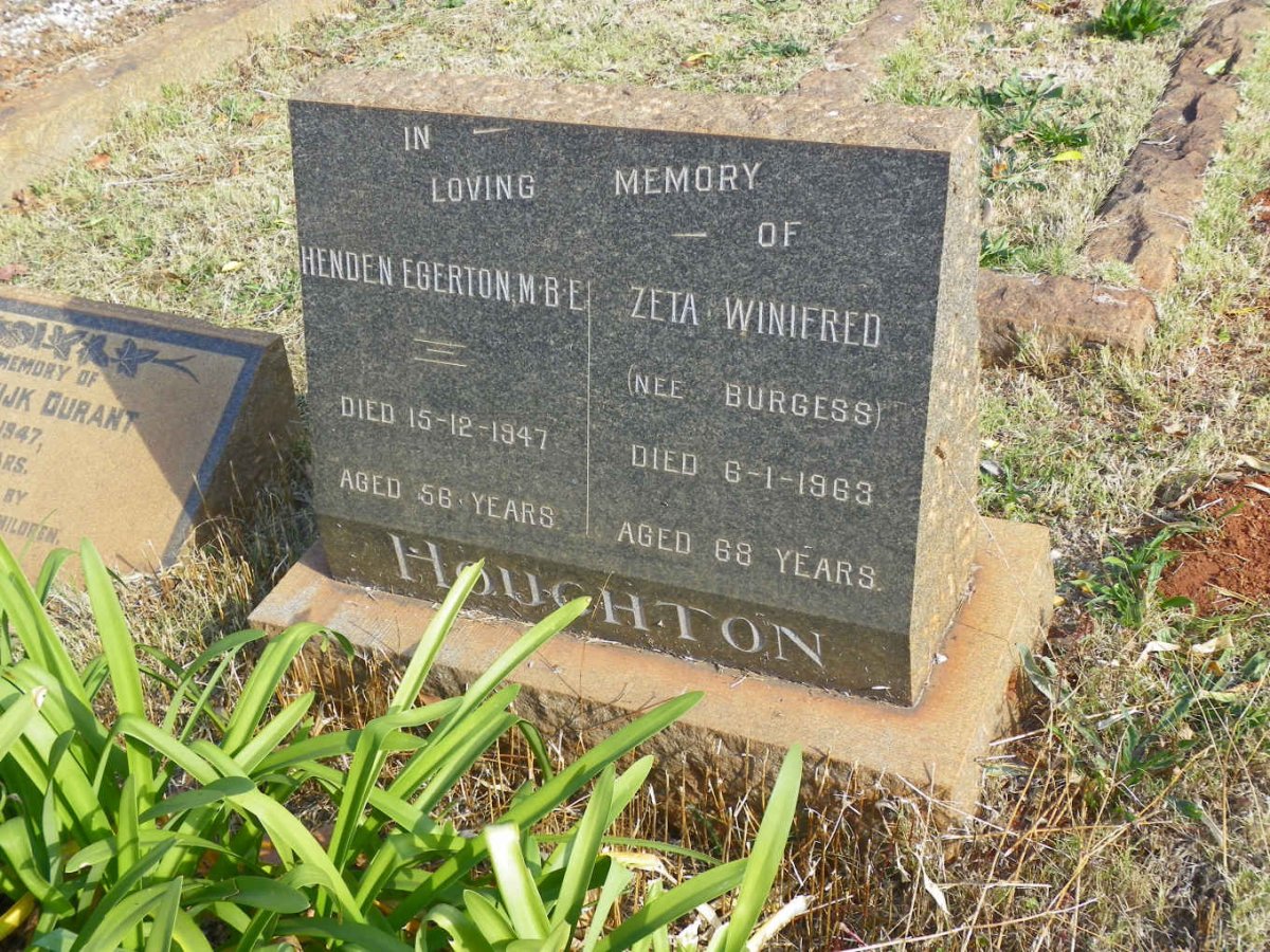HOUGHTON Henden Egerton -1947 &amp; Zeta Winifred BURGESS -1963