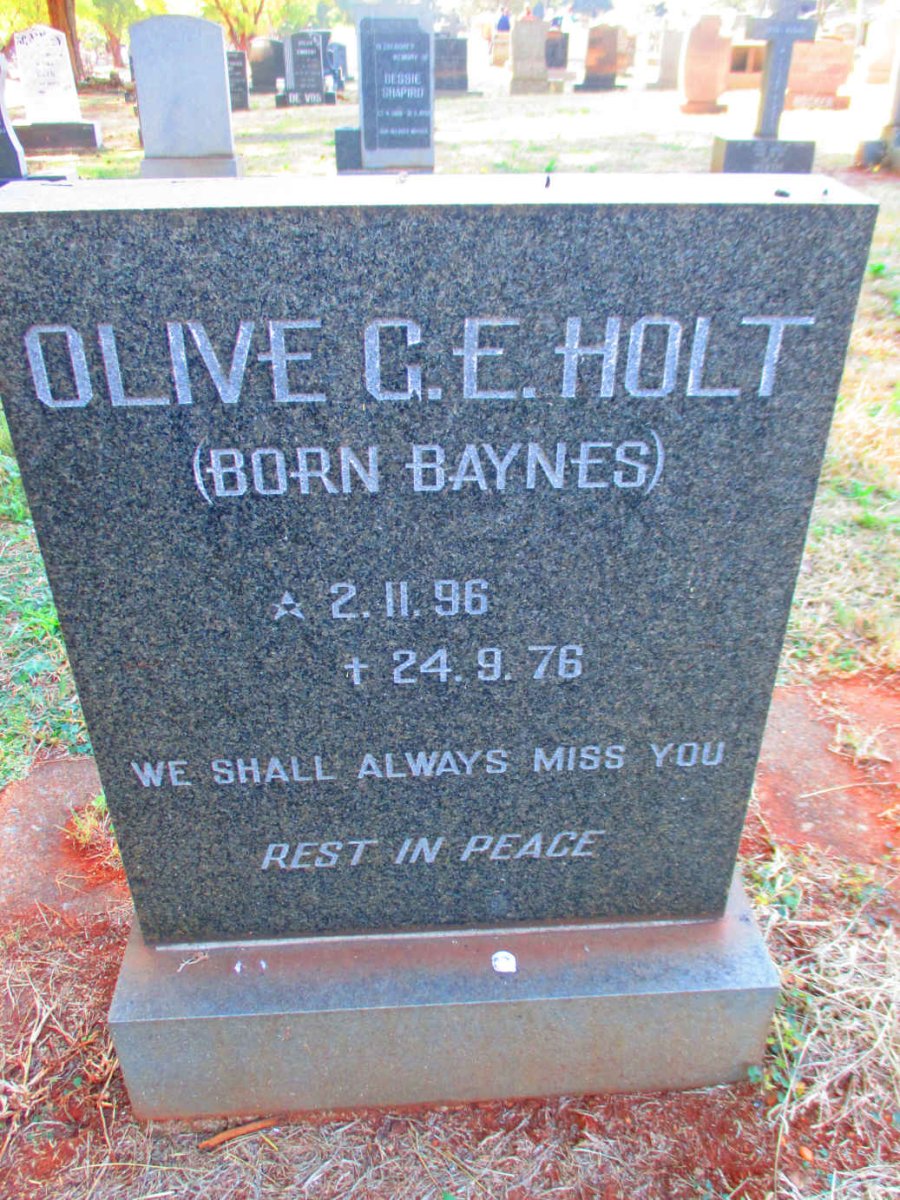 HOLT Olive G.E. nee BAYNES 1896-1976