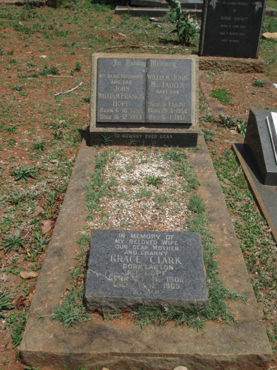 HOPF John William Francis 1892-1953 &amp; Grace CLARK formerly HOPF nee LAWTON 1906-1969