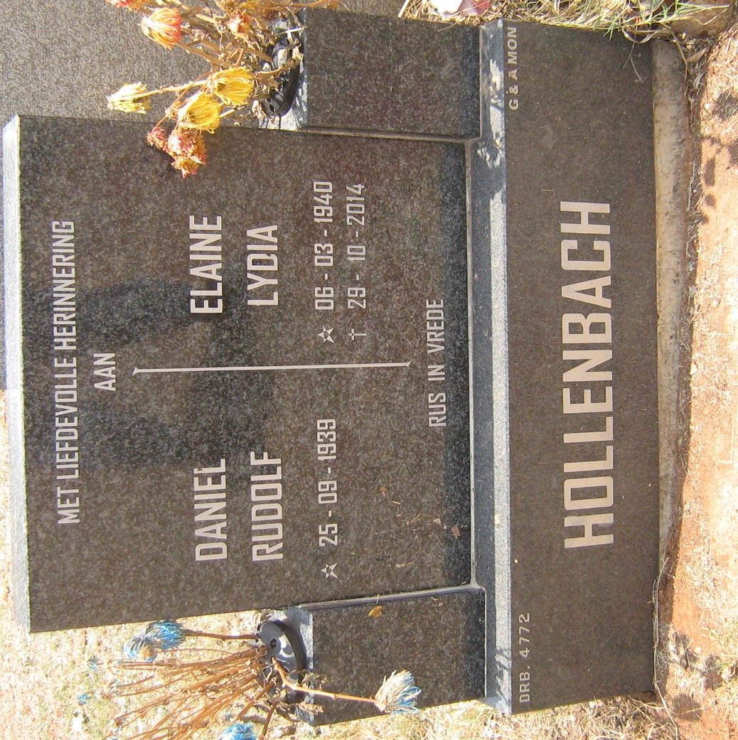 HOLLENBACH Daniel Rudolf 1939- &amp;  Elaine Lydia 1940-2014