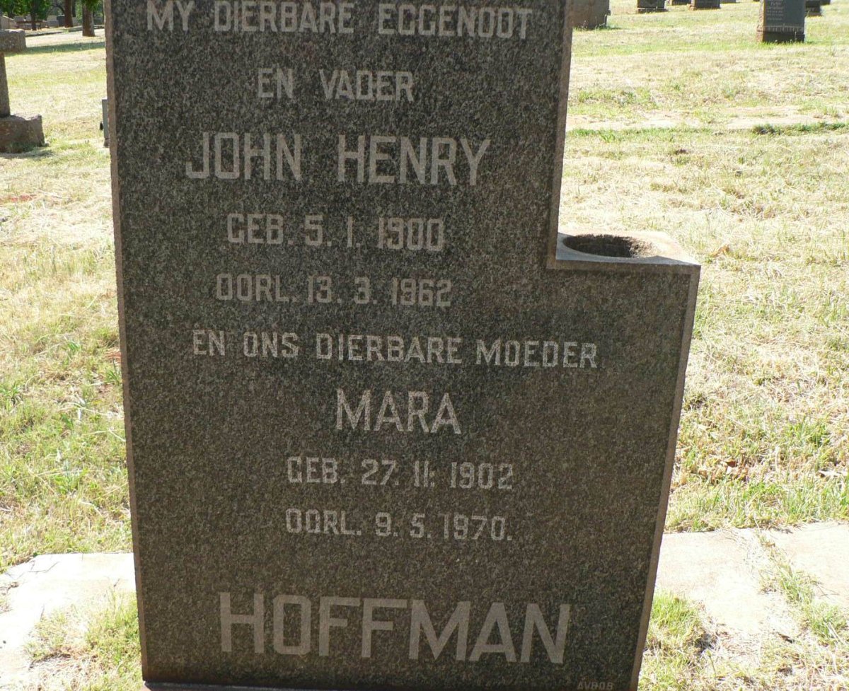 HOFFMAN John Henry 1900-1962 &amp; Mara 1902-1970