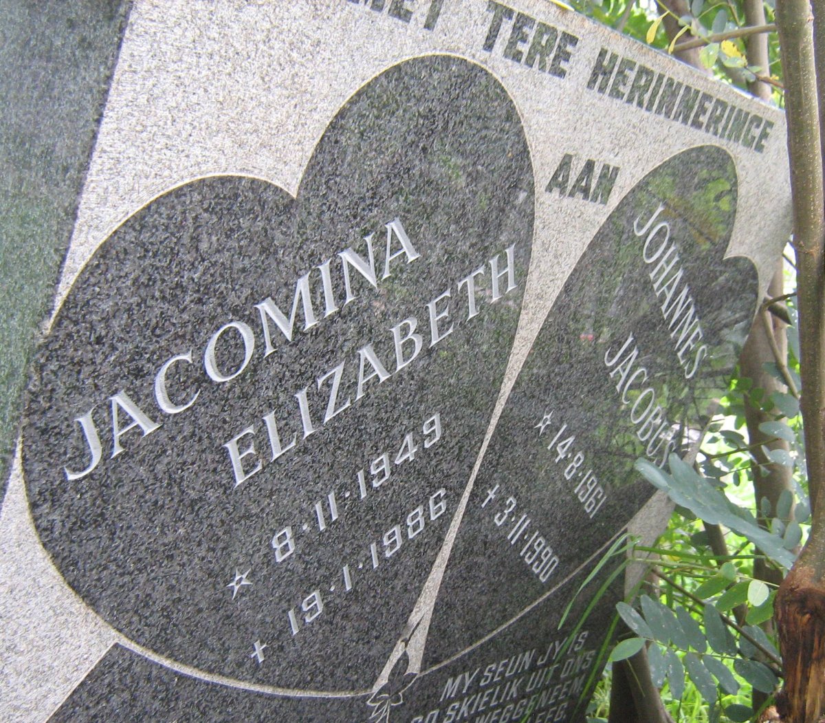 HORN Jacomina Elizabeth 1949-1986 :: BRITZ Johannes Jacobus 1961-1990