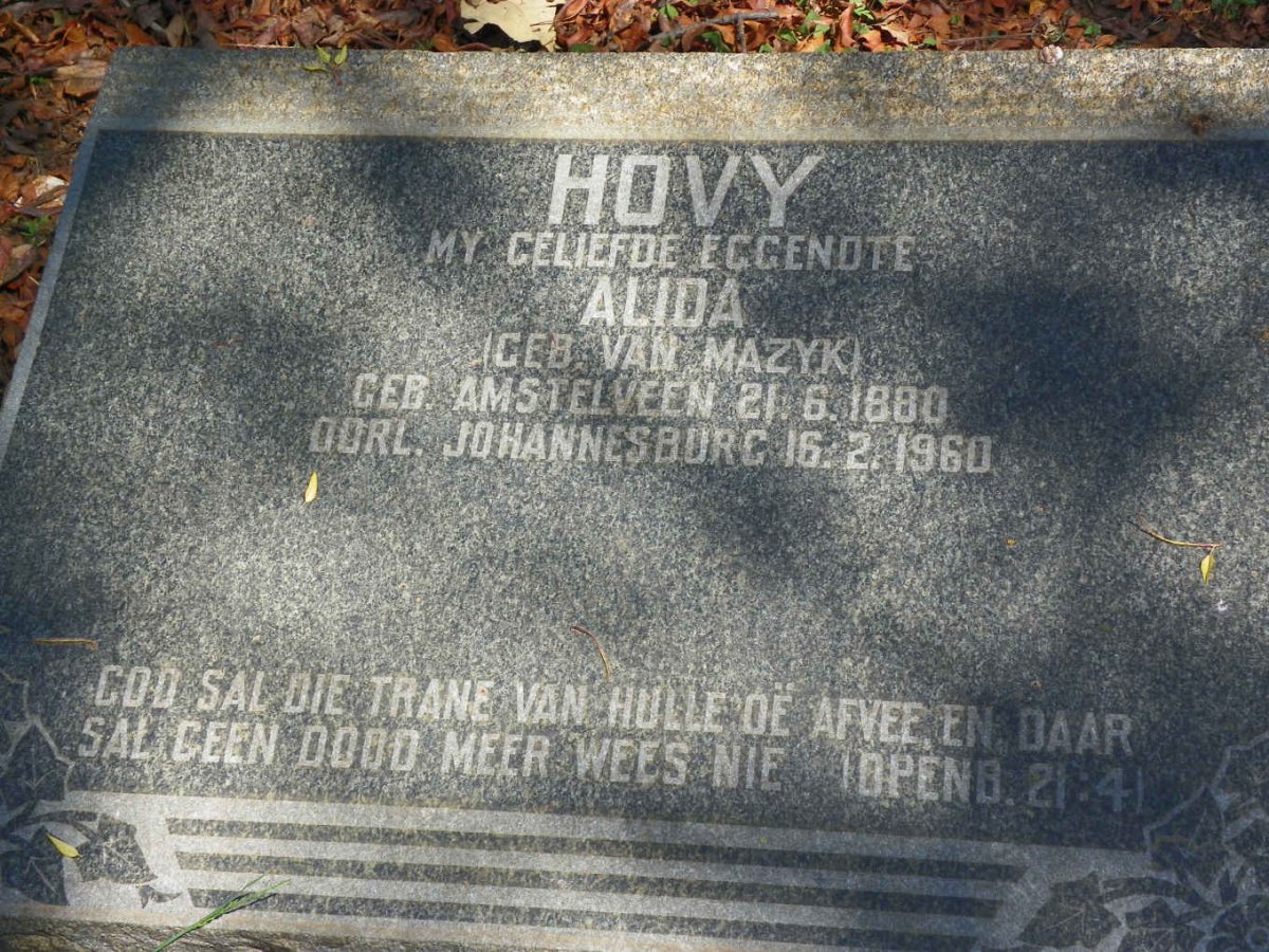 HOVY Alida nee VAN MAZYK 1880-1960