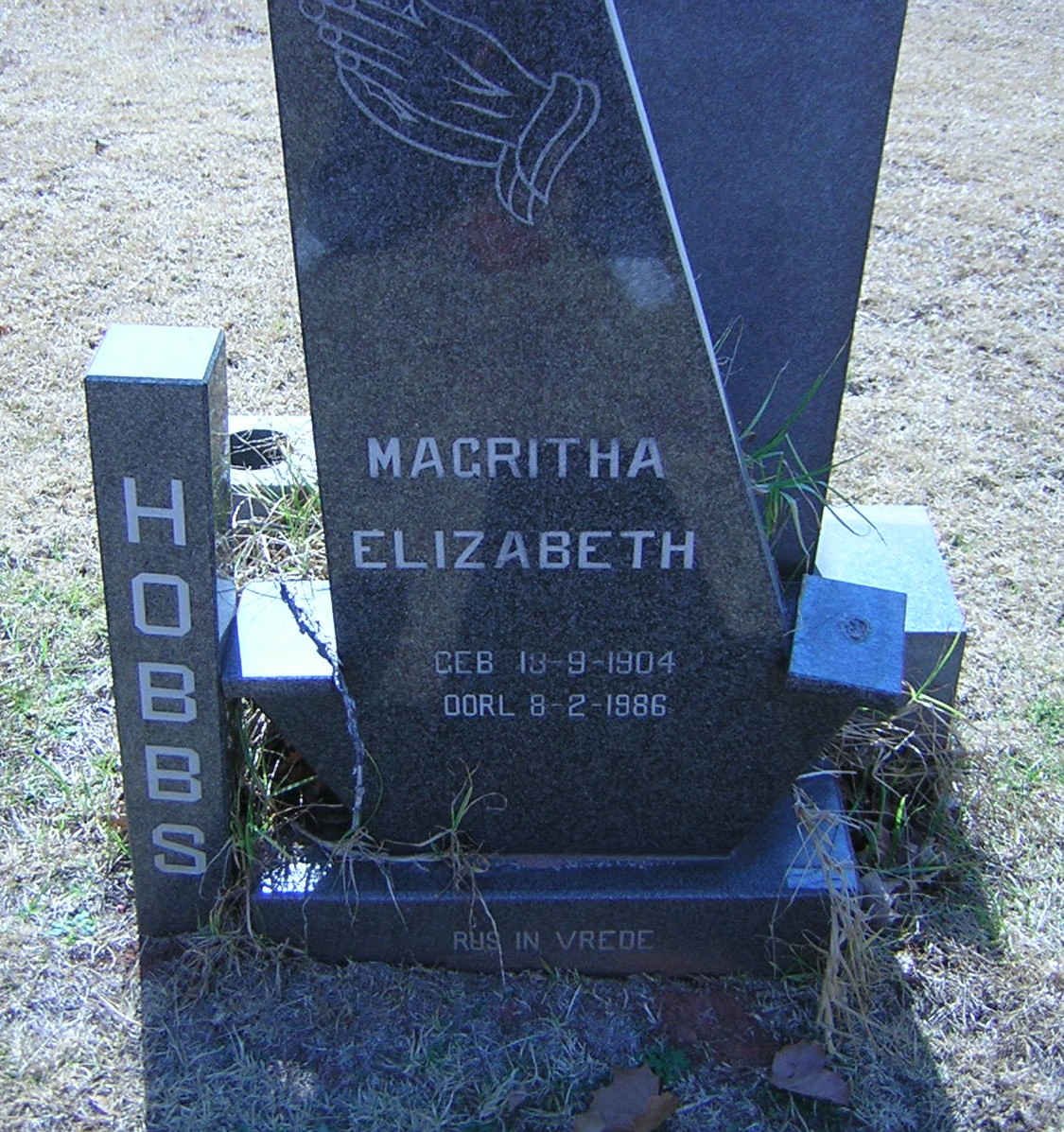 HOBBS Magritha Elizabeth 1904-1986