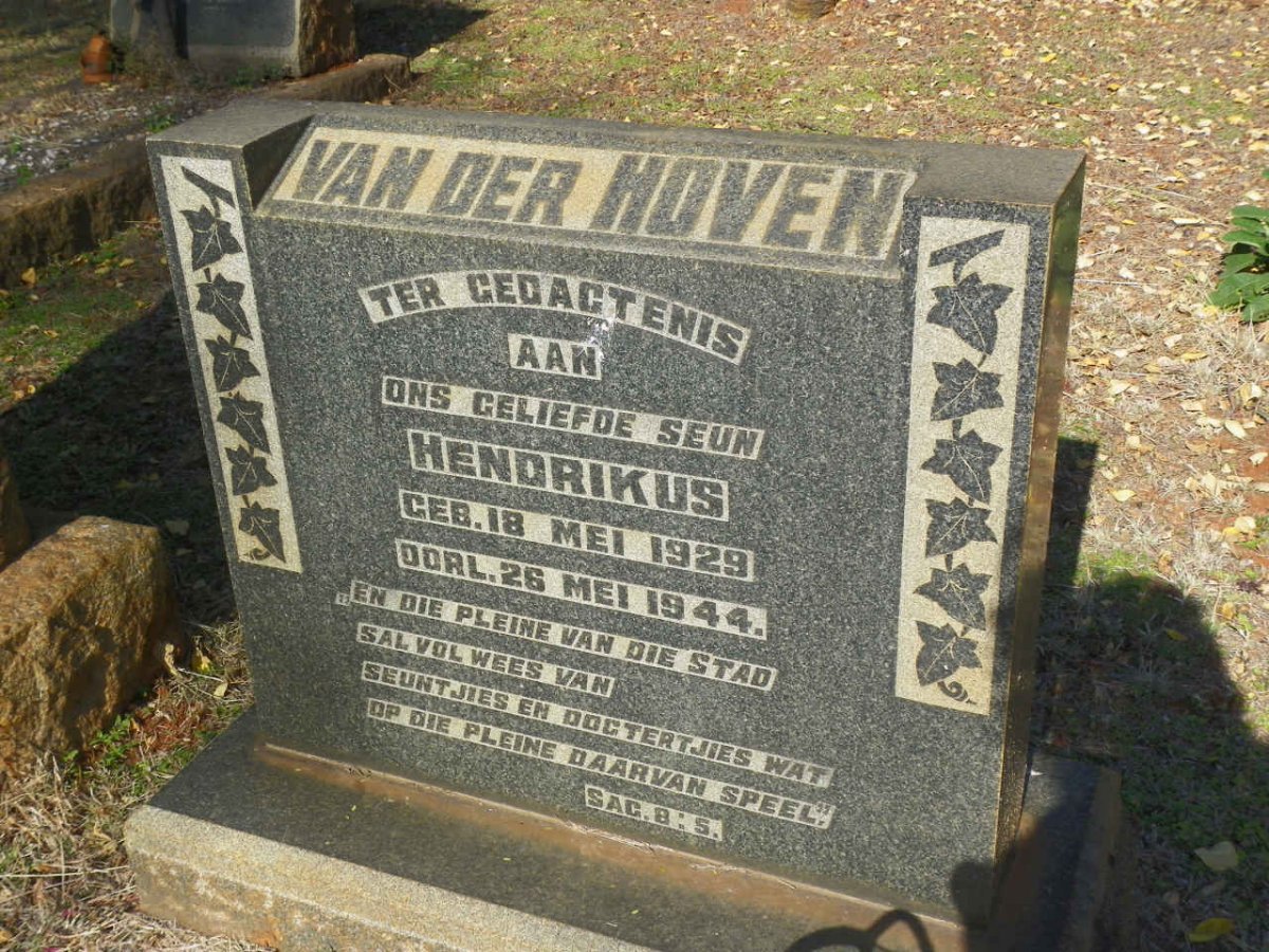 HOVEN Hendrikus, van der 1929-1944