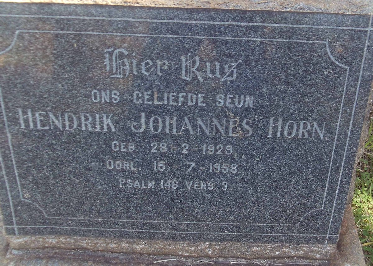 HORN Hendrik Johannes 1929-1958