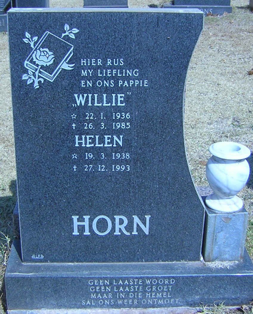 HORN Willie 1936-1985 &amp; Helen 1938-1993