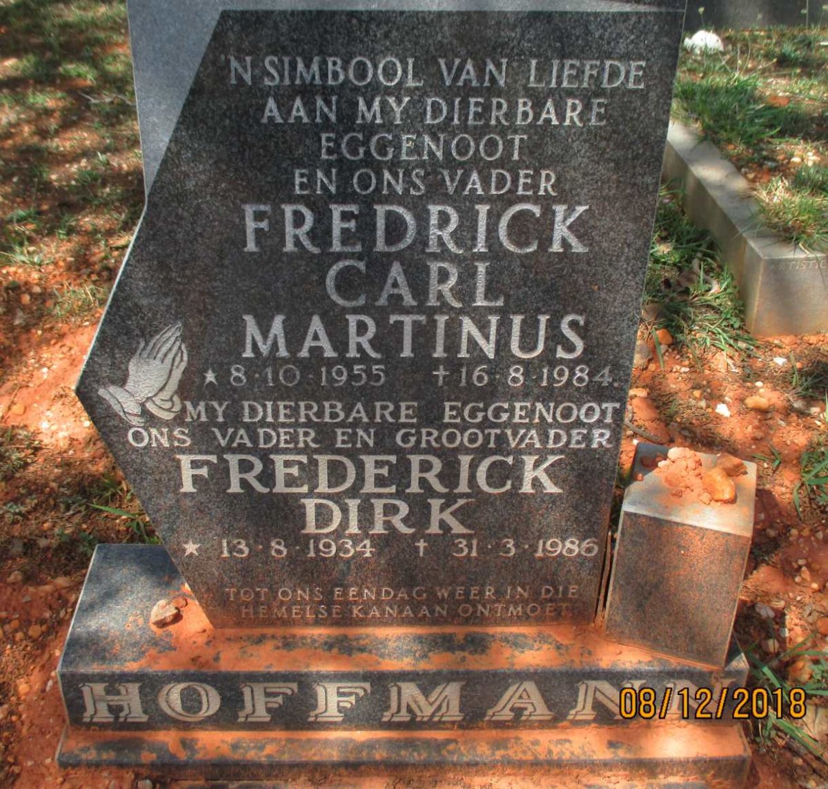 HOFFMANN Frederick Dirk 1934-1986 :: HOFFMANN Fredrick Carl Martinus 1955-1984