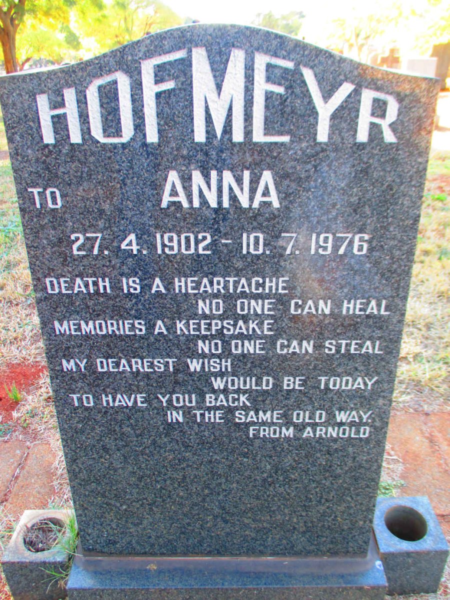 HOFMEYR Anna 1902-1976