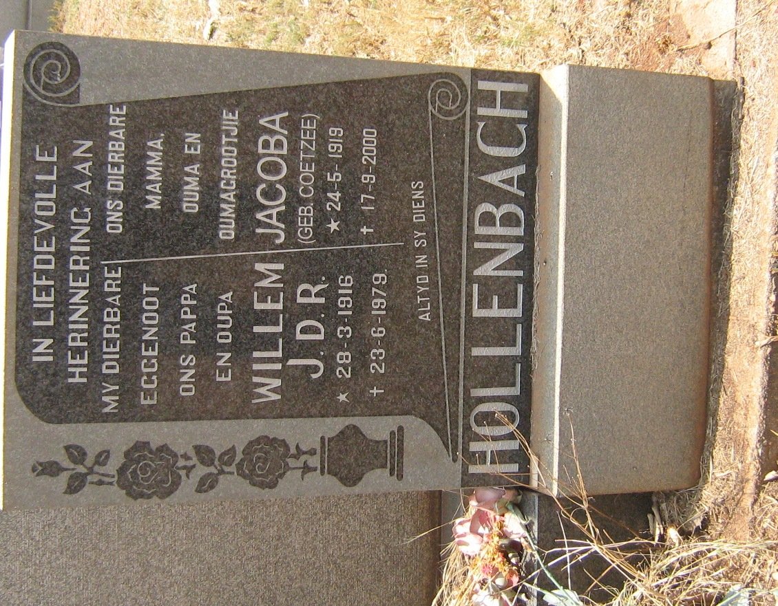 HOLLENBACH Willem J.D.R. 1916-1979 &amp; Jacoba COETZEE 1919-2000
