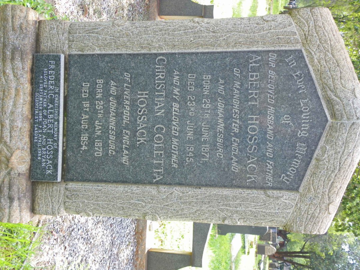 HOSSACK Albert 1871-1945 &amp; Christian Coletta 1870-1954 :: HOSSACK Frederic Albert 1898-1984