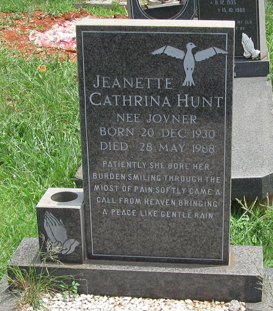 HUNT Jeanette Cathrine nee JOYNER 1930-1988