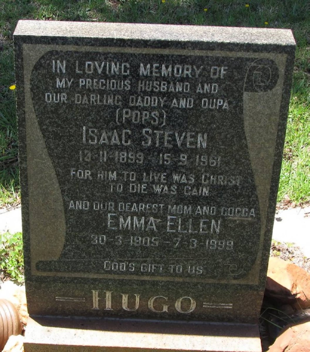 HUGO Isaac Steven 1899-1961 &amp; Emma Ellen 1905-1999