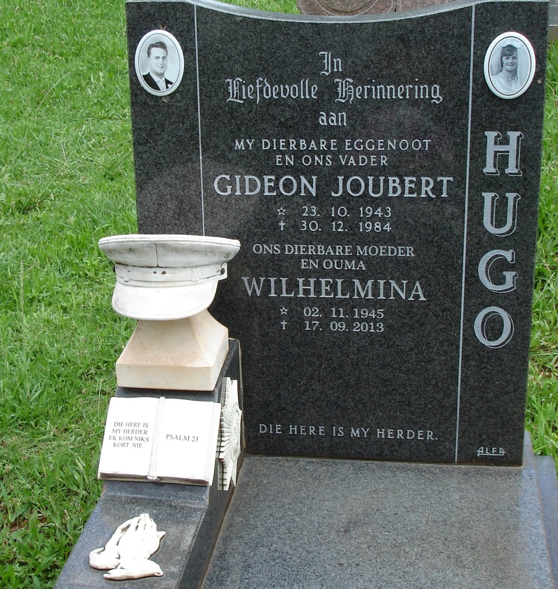 HUGO Gideon Joubert 1943-1984 &amp; Wilhelmina 1945-2013