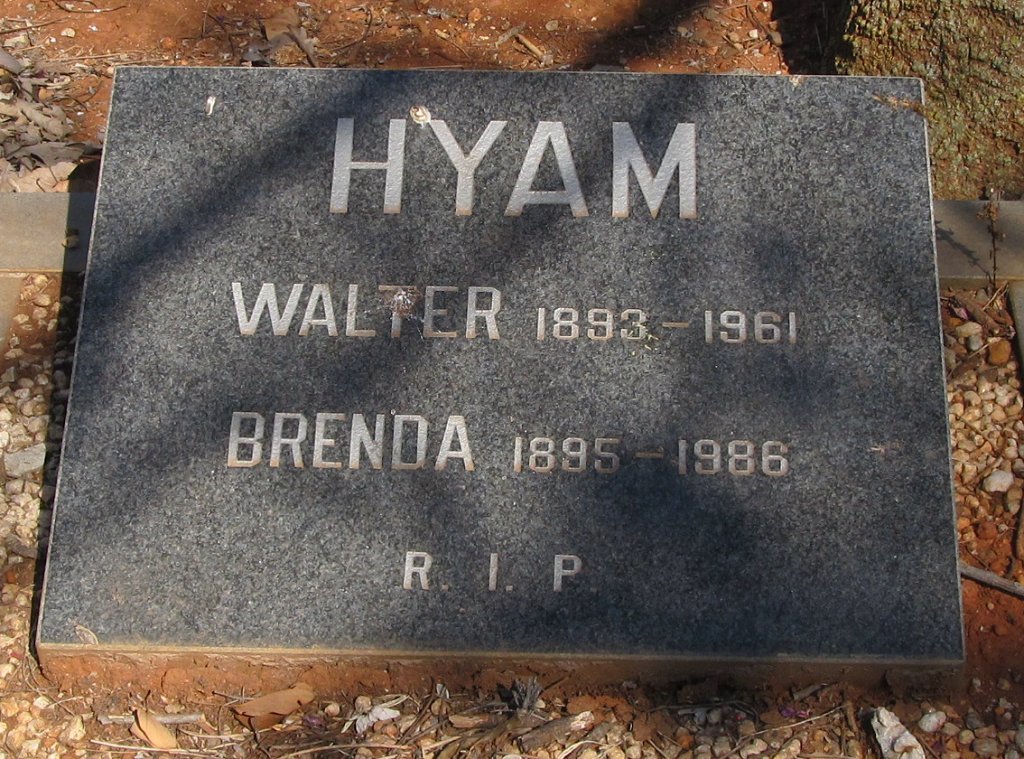 HYAM Walter 1893-1961 &amp; Brenda 1895-1986