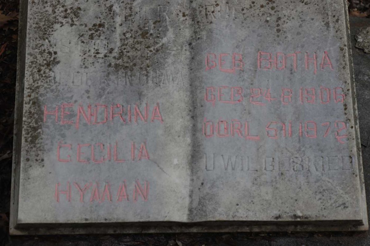 HYMAN Hendrina Cecilia nee BOTHA 1908-1972