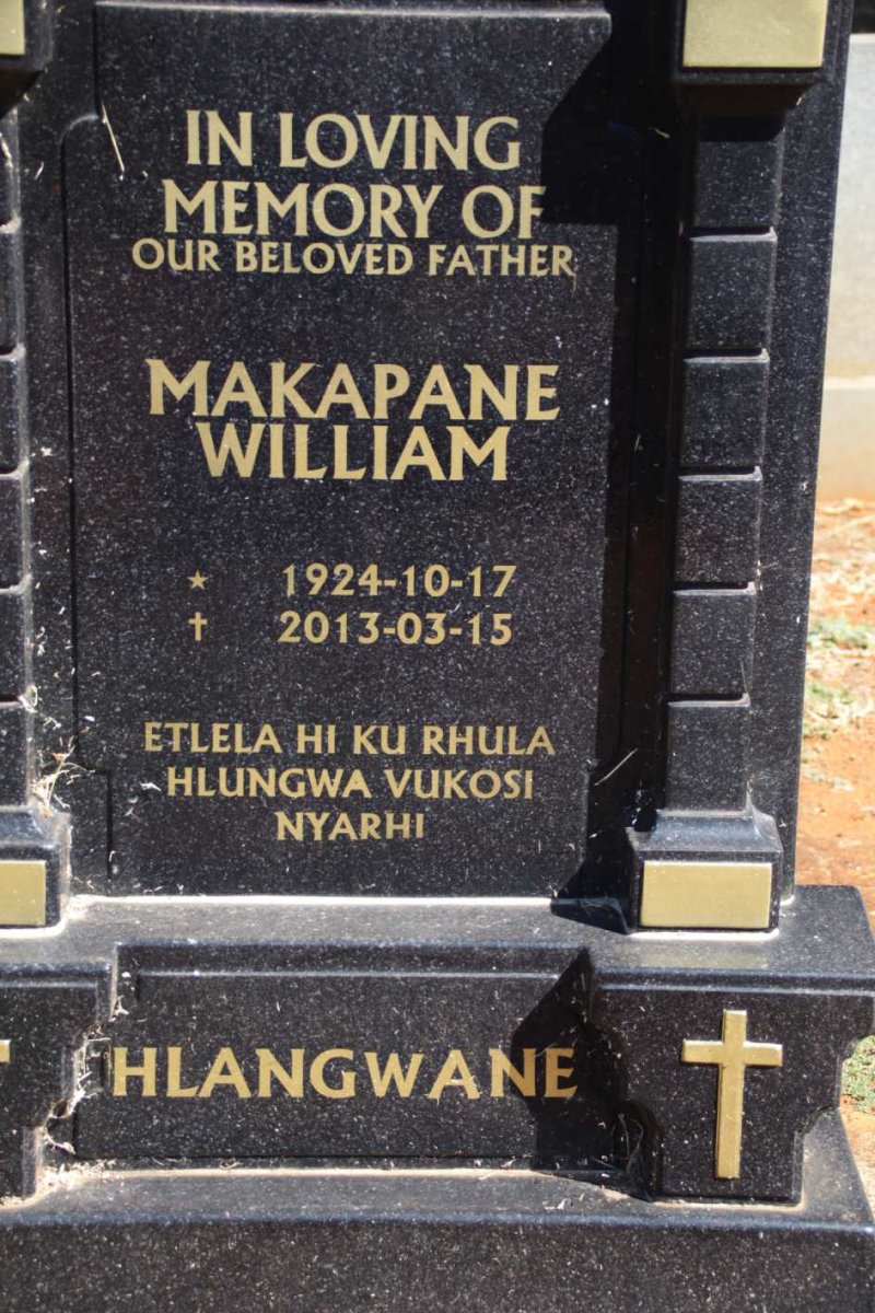 HLANGWANE Makapane William 1924-2013