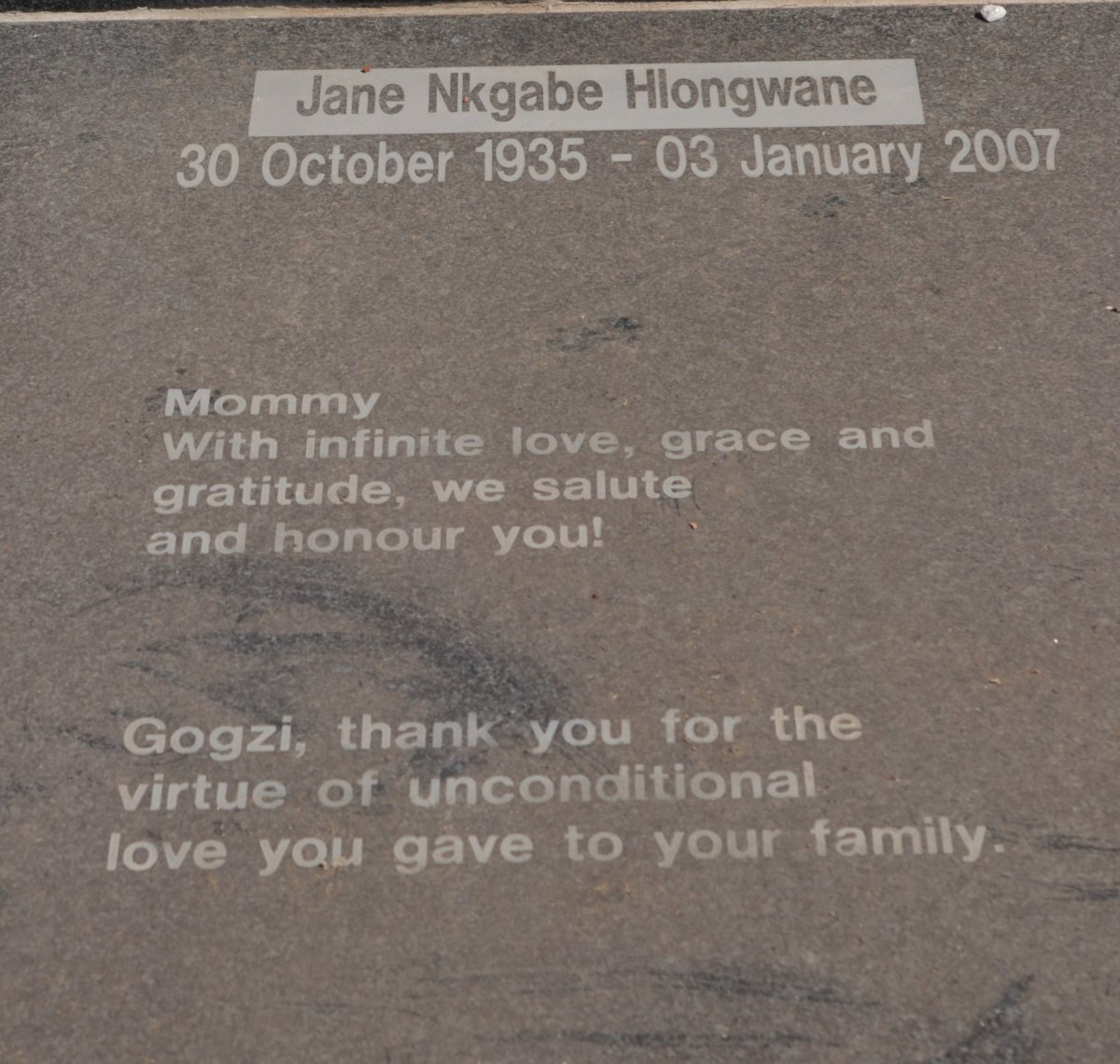 HLONGWANE Jane Nkgabe 1935-2007