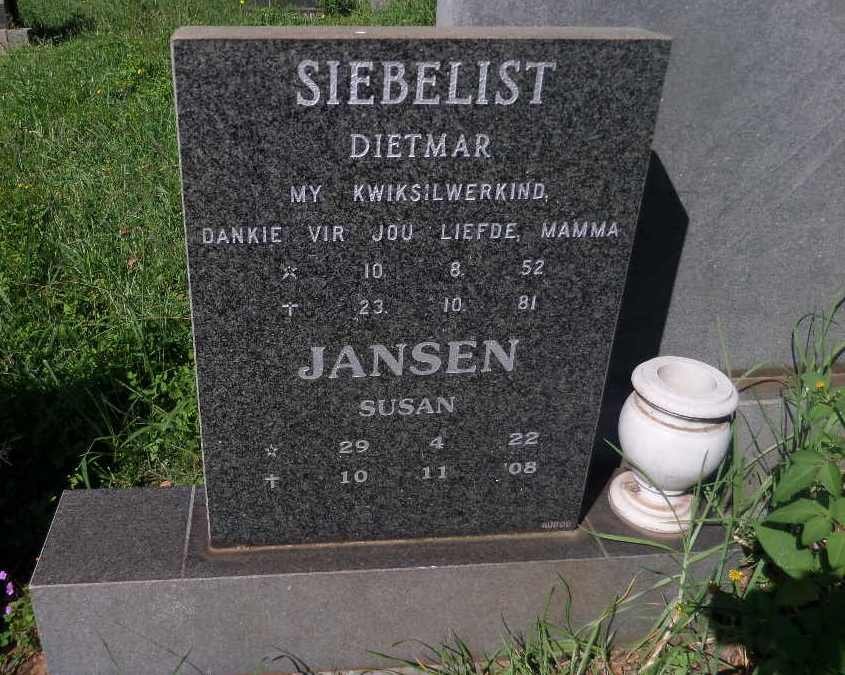JANSEN Susan 1922-2008 :: SIEBELIST Dietmar 1952-1981