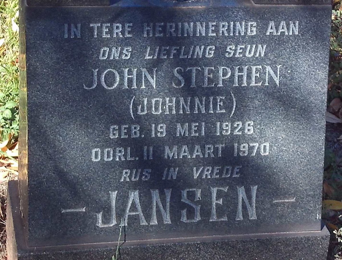 JANSEN John Stephen  1926-1970