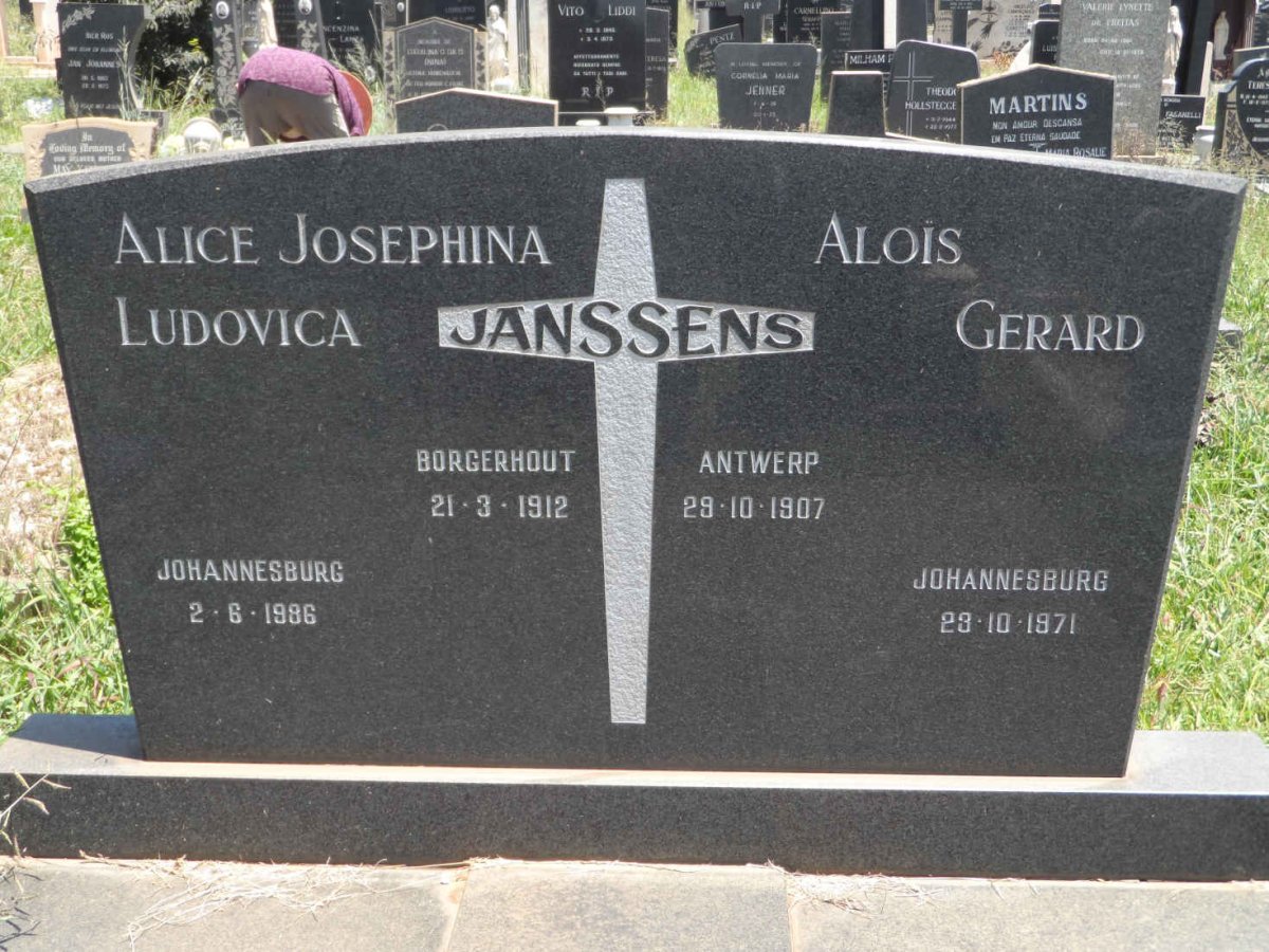 JANSSENS Alois Gerard 1907-1971 &amp; Alice Josephine Ludovica 1912-1986