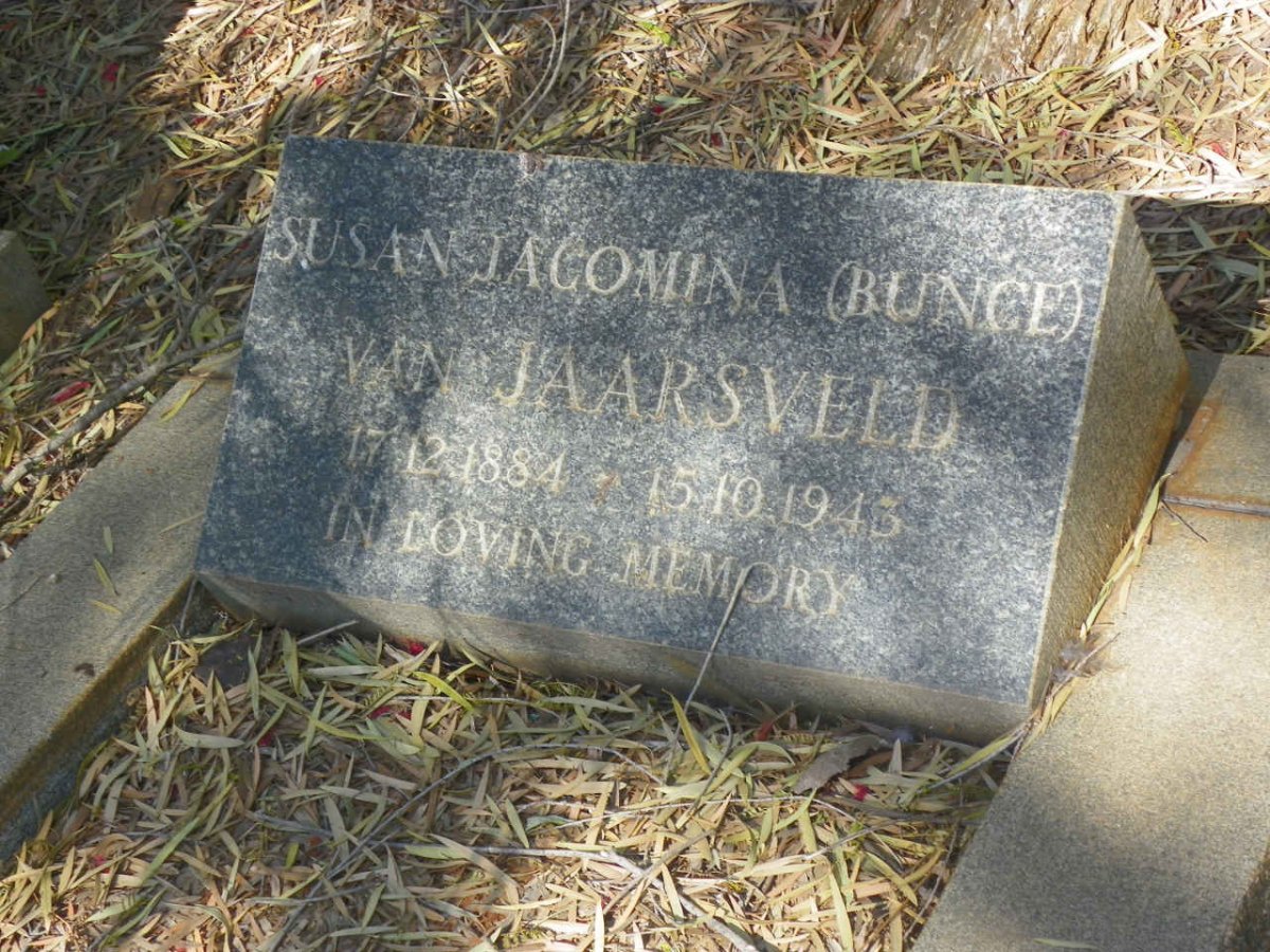 JAARSVELD Susan Jacomina, van formerly BUNCE 1884-1943