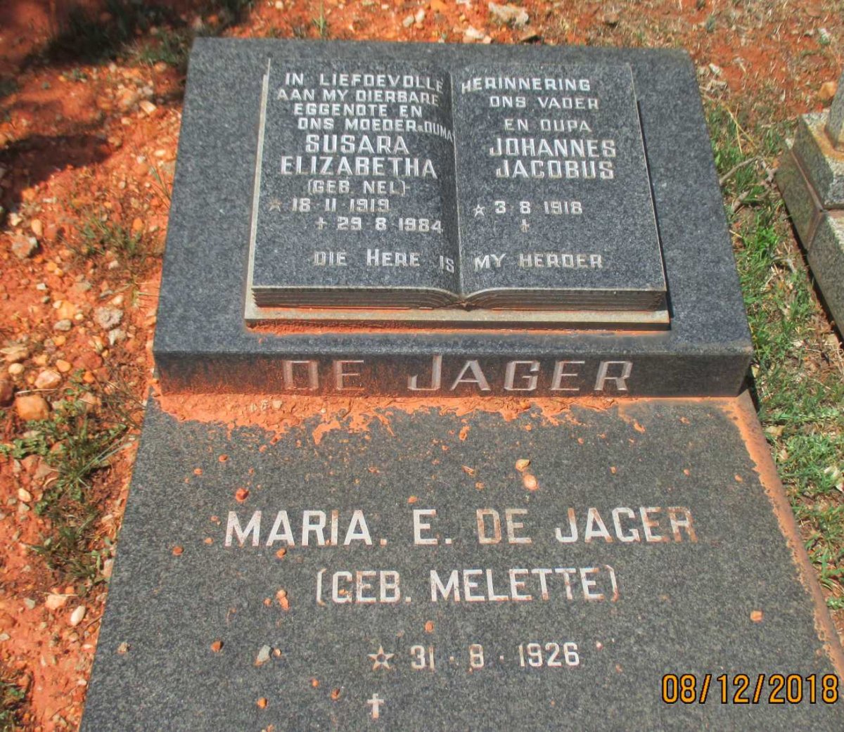 JAGER Johannes Jacobus, de 1918- &amp; Susara Elizabeth NEL 1919-1984 :: JAGER Maria E., de nee MELETTE 1926-