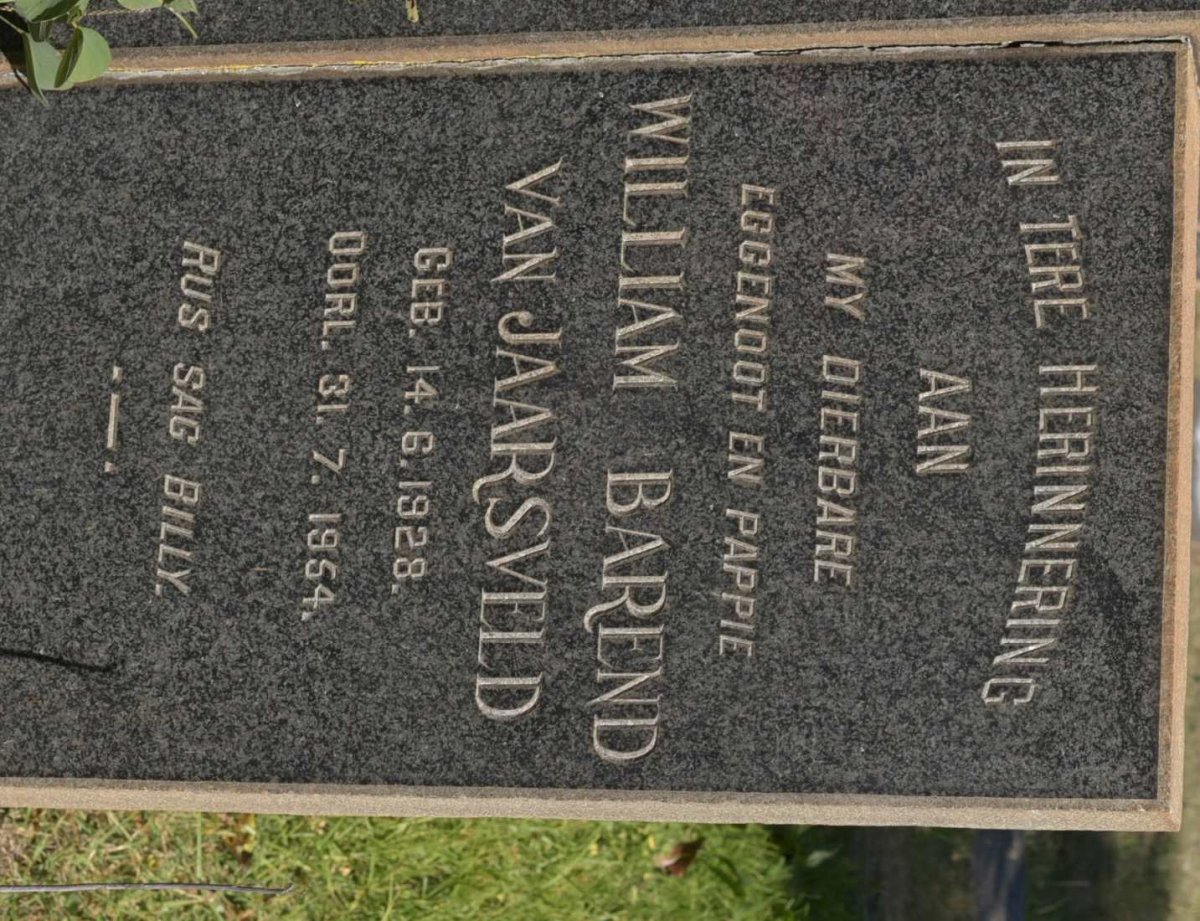 JAARSVELD William Barend, van 1928-1954