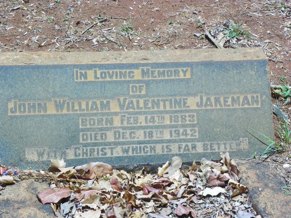 JAKEMAN John William Valentine 1883-1942